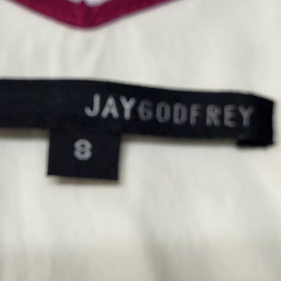 New Jay Godfrey Size 8 All Silk Color Block Dress Deep V-Neck Racerback USA - Picture 3 of 13